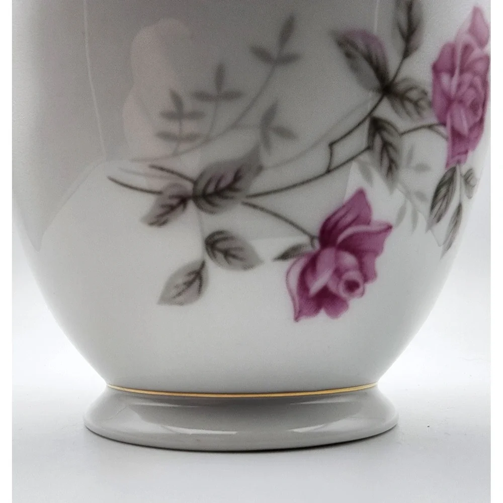 Vintage Tangshan Fine China Sugar‎ Bowl White W/ Pink Roses